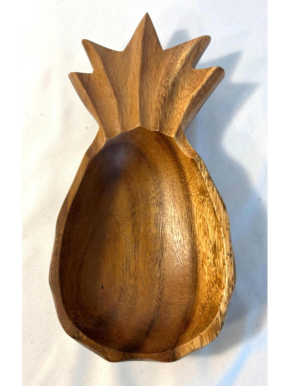 Vintage Pineapple Shaped Wooden Bowl Retro Tropical Wood Serving Dish